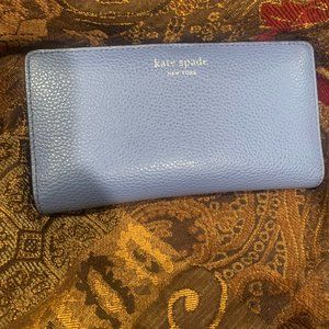 Kate Spade New York Wallet - Pebbled Blue Leather wallet
